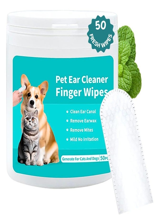 Shivaaro Pet Ear Cleaner Finger Wipes (50pcs) | Gentle Dog & Cat Ear Cleaning Wipes | Soft Finger Wrap Pads for Removing Dirt, Wax & Odor - Image 1